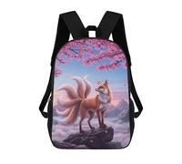 sinyumoney Mochilas De 17 Pulgadas Nine-tailed Fox Under Cherry Blossoms Mochila Escolar Para Niños, Impresa En 3D Para Niños De Primaria Y Secundaria.