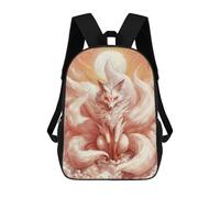 sinyumoney Mochilas De 17 Pulgadas Nine Tailed Kitsune Mochila Escolar Infantil Impresa En 3D Para Niños De Primaria Y Secundaria