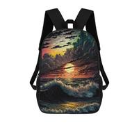 sinyumoney Mochilas De 17 Pulgadas Ocean Sunset Waves Art Print Mochila Escolar Infantil Impresa En 3D Para Niños De Primaria Y Secundaria