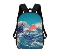 sinyumoney Mochilas De 17 Pulgadas Ocean Wave Sunset Art Print Mochila Escolar Para Niños, Impresa En 3D Para Niños De Primaria Y Secundaria.