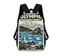 sinyumoney Mochilas De 17 Pulgadas Olympic National Park Vintage Poster Mochila Escolar Infantil Impresa En 3D Para Niños De Primaria Y Secundaria