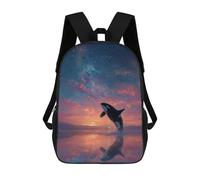 sinyumoney Mochilas De 17 Pulgadas Orca Breaching at Sunset Under Stars Mochila Escolar Infantil Impresa En 3D Para Niños De Primaria Y Secundaria