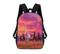 sinyumoney Mochilas De 17 Pulgadas Painted Horses Sunset Mochila Escolar Infantil Impresa En 3D Para Niños De Primaria Y Secundaria