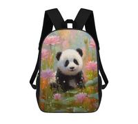sinyumoney Mochilas De 17 Pulgadas Panda in Lotus Pond Mochila Escolar Para Niños, Impresa En 3D Para Niños De Primaria Y Secundaria.