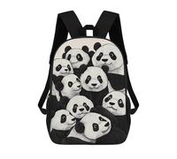 sinyumoney Mochilas De 17 Pulgadas Pandas Party Black & White Mochila Escolar Infantil Impresa En 3D Para Niños De Primaria Y Secundaria