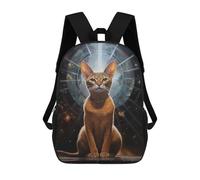 sinyumoney Mochilas De 17 Pulgadas Para Niños, Mochila Escolar Abyssinian Cat Portrait Mochila Escolar Impresa En 3D Para Niños De Primaria Y Secundaria