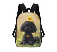 sinyumoney Mochilas De 17 Pulgadas Para Niños, Mochila Escolar Adorable Poodle with Yellow Duck Mochila Escolar Impresa En 3D Para Niños De Primaria Y Secundaria