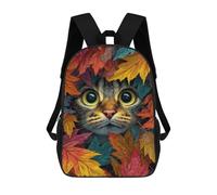 sinyumoney Mochilas De 17 Pulgadas Para Niños, Mochila Escolar Autumn Leaves Cat Portrait-1 Mochila Escolar Impresa En 3D Para Niños De Primaria Y Secundaria