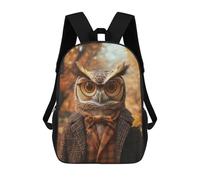 sinyumoney Mochilas De 17 Pulgadas Para Niños, Mochila Escolar Autumnal Owl in Plaid Coat Mochila Escolar Impresa En 3D Para Niños De Primaria Y Secundaria