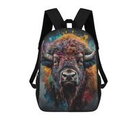 sinyumoney Mochilas De 17 Pulgadas Para Niños, Mochila Escolar Bison Painting Mochila Escolar Impresa En 3D Para Niños De Primaria Y Secundaria