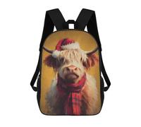 sinyumoney Mochilas De 17 Pulgadas Para Niños, Mochila Escolar Christmas Highland Cow Art Print Mochila Escolar Impresa En 3D Para Niños De Primaria Y Secundaria