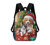 sinyumoney Mochilas De 17 Pulgadas Para Niños, Mochila Escolar Christmas Pet Gift Scene Mochila Escolar Impresa En 3D Para Niños De Primaria Y Secundaria