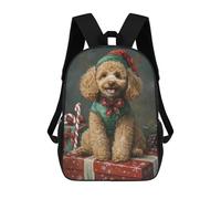 sinyumoney Mochilas De 17 Pulgadas Para Niños, Mochila Escolar Christmas Poodle with Presents-6 Mochila Escolar Impresa En 3D Para Niños De Primaria Y Secundaria