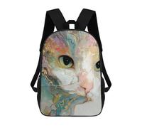 sinyumoney Mochilas De 17 Pulgadas Para Niños, Mochila Escolar Colorful Abstract Cat Art Print Mochila Escolar Impresa En 3D Para Niños De Primaria Y Secundaria
