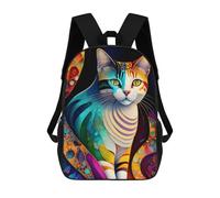 sinyumoney Mochilas De 17 Pulgadas Para Niños, Mochila Escolar Colorful Abstract Cat Art Print Mochila Escolar Impresa En 3D Para Niños De Primaria Y Secundaria