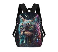 sinyumoney Mochilas De 17 Pulgadas Para Niños, Mochila Escolar Colorful Cat with Glasses Art Print Mochila Escolar Impresa En 3D Para Niños De Primaria Y Secundaria