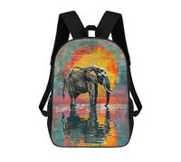 sinyumoney Mochilas De 17 Pulgadas Para Niños, Mochila Escolar Colorful Elephant Art Print-4 Mochila Escolar Impresa En 3D Para Niños De Primaria Y Secundaria