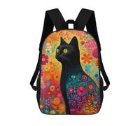 sinyumoney Mochilas De 17 Pulgadas Para Niños, Mochila Escolar Colorful Floral Cat Art Print-3 Mochila Escolar Impresa En 3D Para Niños De Primaria Y Secundaria