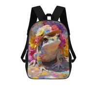 sinyumoney Mochilas De 17 Pulgadas Para Niños, Mochila Escolar Colorful Frog with Hat Mochila Escolar Impresa En 3D Para Niños De Primaria Y Secundaria