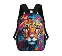 sinyumoney Mochilas De 17 Pulgadas Para Niños, Mochila Escolar Colorful Leopard Art Print-15 Mochila Escolar Impresa En 3D Para Niños De Primaria Y Secundaria