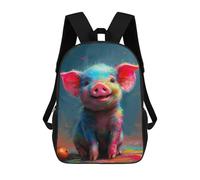 sinyumoney Mochilas De 17 Pulgadas Para Niños, Mochila Escolar Colorful Piggy Painting Mochila Escolar Impresa En 3D Para Niños De Primaria Y Secundaria