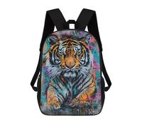 sinyumoney Mochilas De 17 Pulgadas Para Niños, Mochila Escolar Colorful Tiger Graffiti Art Print Mochila Escolar Impresa En 3D Para Niños De Primaria Y Secundaria