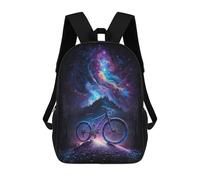 sinyumoney Mochilas De 17 Pulgadas Para Niños, Mochila Escolar Cosmic Bicycle Journey Mochila Escolar Impresa En 3D Para Niños De Primaria Y Secundaria