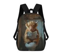 sinyumoney Mochilas De 17 Pulgadas Para Niños, Mochila Escolar Cow Reading Newspaper on Toilet-3 Mochila Escolar Impresa En 3D Para Niños De Primaria Y Secundaria