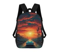 sinyumoney Mochilas De 17 Pulgadas Para Niños, Mochila Escolar Desert Sunset Drive Mochila Escolar Impresa En 3D Para Niños De Primaria Y Secundaria