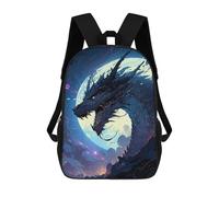 sinyumoney Mochilas De 17 Pulgadas Para Niños, Mochila Escolar Dragon Moonlit Fantasy Mochila Escolar Impresa En 3D Para Niños De Primaria Y Secundaria