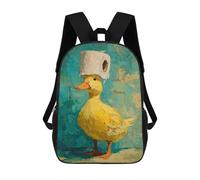 sinyumoney Mochilas De 17 Pulgadas Para Niños, Mochila Escolar Duck with Toilet Paper Hat-4 Mochila Escolar Impresa En 3D Para Niños De Primaria Y Secundaria