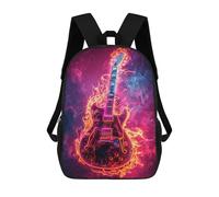 sinyumoney Mochilas De 17 Pulgadas Para Niños, Mochila Escolar Electric Guitar Neon Art Print Mochila Escolar Impresa En 3D Para Niños De Primaria Y Secundaria