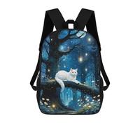 sinyumoney Mochilas De 17 Pulgadas Para Niños, Mochila Escolar Enchanted Forest Cat Lanterns Mochila Escolar Impresa En 3D Para Niños De Primaria Y Secundaria