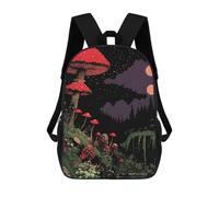 sinyumoney Mochilas De 17 Pulgadas Para Niños, Mochila Escolar Enchanted Mushroom Forest Mochila Escolar Impresa En 3D Para Niños De Primaria Y Secundaria