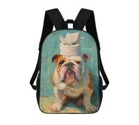 sinyumoney Mochilas De 17 Pulgadas Para Niños, Mochila Escolar English Bulldog with Toilet Paper Hat Mochila Escolar Impresa En 3D Para Niños De Primaria Y Secundaria