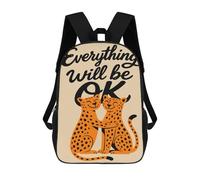 sinyumoney Mochilas De 17 Pulgadas Para Niños, Mochila Escolar Everything Will Be OK - Cheetahs Mochila Escolar Impresa En 3D Para Niños De Primaria Y Secundaria