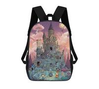 sinyumoney Mochilas De 17 Pulgadas Para Niños, Mochila Escolar Fantasy Castle Adventure Mochila Escolar Impresa En 3D Para Niños De Primaria Y Secundaria