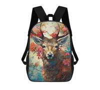 sinyumoney Mochilas De 17 Pulgadas Para Niños, Mochila Escolar Fantasy Deer with Flowers Mochila Escolar Impresa En 3D Para Niños De Primaria Y Secundaria