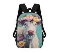 sinyumoney Mochilas De 17 Pulgadas Para Niños, Mochila Escolar Floral Cow Art Print Mochila Escolar Impresa En 3D Para Niños De Primaria Y Secundaria