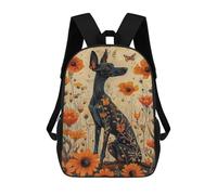 sinyumoney Mochilas De 17 Pulgadas Para Niños, Mochila Escolar Floral Fantasy Black Dog Art Print Mochila Escolar Impresa En 3D Para Niños De Primaria Y Secundaria