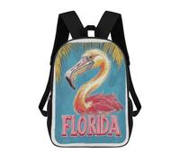 sinyumoney Mochilas De 17 Pulgadas Para Niños, Mochila Escolar Florida Flamingo Travel US Mochila Escolar Impresa En 3D Para Niños De Primaria Y Secundaria