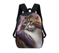 sinyumoney Mochilas De 17 Pulgadas Para Niños, Mochila Escolar Fluffy Cat Portrait Mochila Escolar Impresa En 3D Para Niños De Primaria Y Secundaria