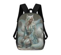 sinyumoney Mochilas De 17 Pulgadas Para Niños, Mochila Escolar Fox Spirit in Traditional Kimono Mochila Escolar Impresa En 3D Para Niños De Primaria Y Secundaria