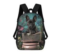 sinyumoney Mochilas De 17 Pulgadas Para Niños, Mochila Escolar French Bulldog Reading Newspaper -3 Mochila Escolar Impresa En 3D Para Niños De Primaria Y Secundaria