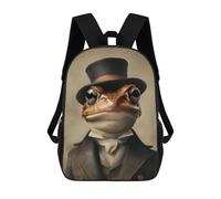 sinyumoney Mochilas De 17 Pulgadas Para Niños, Mochila Escolar Frog in A Vintage Top Hat Mochila Escolar Impresa En 3D Para Niños De Primaria Y Secundaria