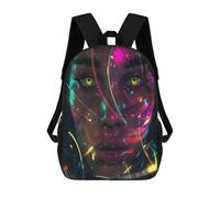 sinyumoney Mochilas De 17 Pulgadas Para Niños, Mochila Escolar Futuristic Portraits Glow Mochila Escolar Impresa En 3D Para Niños De Primaria Y Secundaria