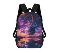 sinyumoney Mochilas De 17 Pulgadas Para Niños, Mochila Escolar Galactic Reflections Saturn's Majesty Over Water -1 Mochila Escolar Impresa En 3D Para Niños De Primaria Y Secundaria