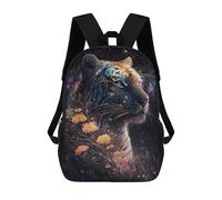 sinyumoney Mochilas De 17 Pulgadas Para Niños, Mochila Escolar Galactic Tiger with Flowers -1 Mochila Escolar Impresa En 3D Para Niños De Primaria Y Secundaria