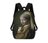 sinyumoney Mochilas De 17 Pulgadas Para Niños, Mochila Escolar Girl with A Hamster Mochila Escolar Impresa En 3D Para Niños De Primaria Y Secundaria