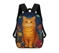 sinyumoney Mochilas De 17 Pulgadas Para Niños, Mochila Escolar Glowing Night Garden Cat Mochila Escolar Impresa En 3D Para Niños De Primaria Y Secundaria